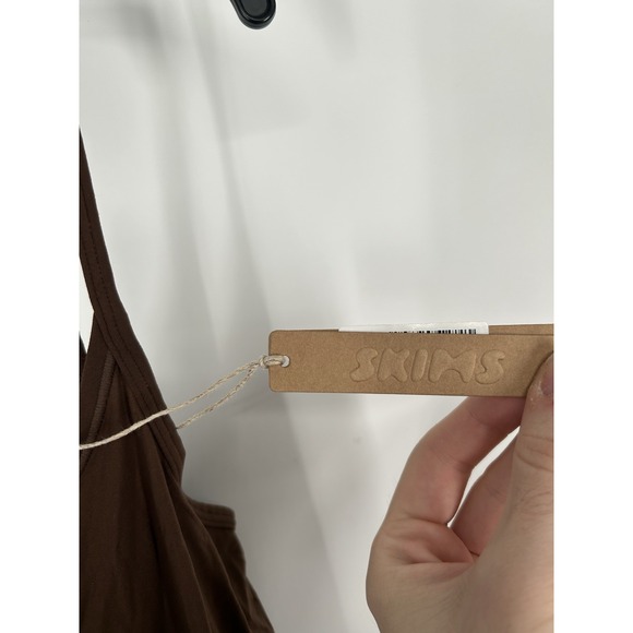 Skims Fits Everybody Slip Dress Short Cocoa Brown Sleeveless Kim Kardashian XL - Picture 5 of 8